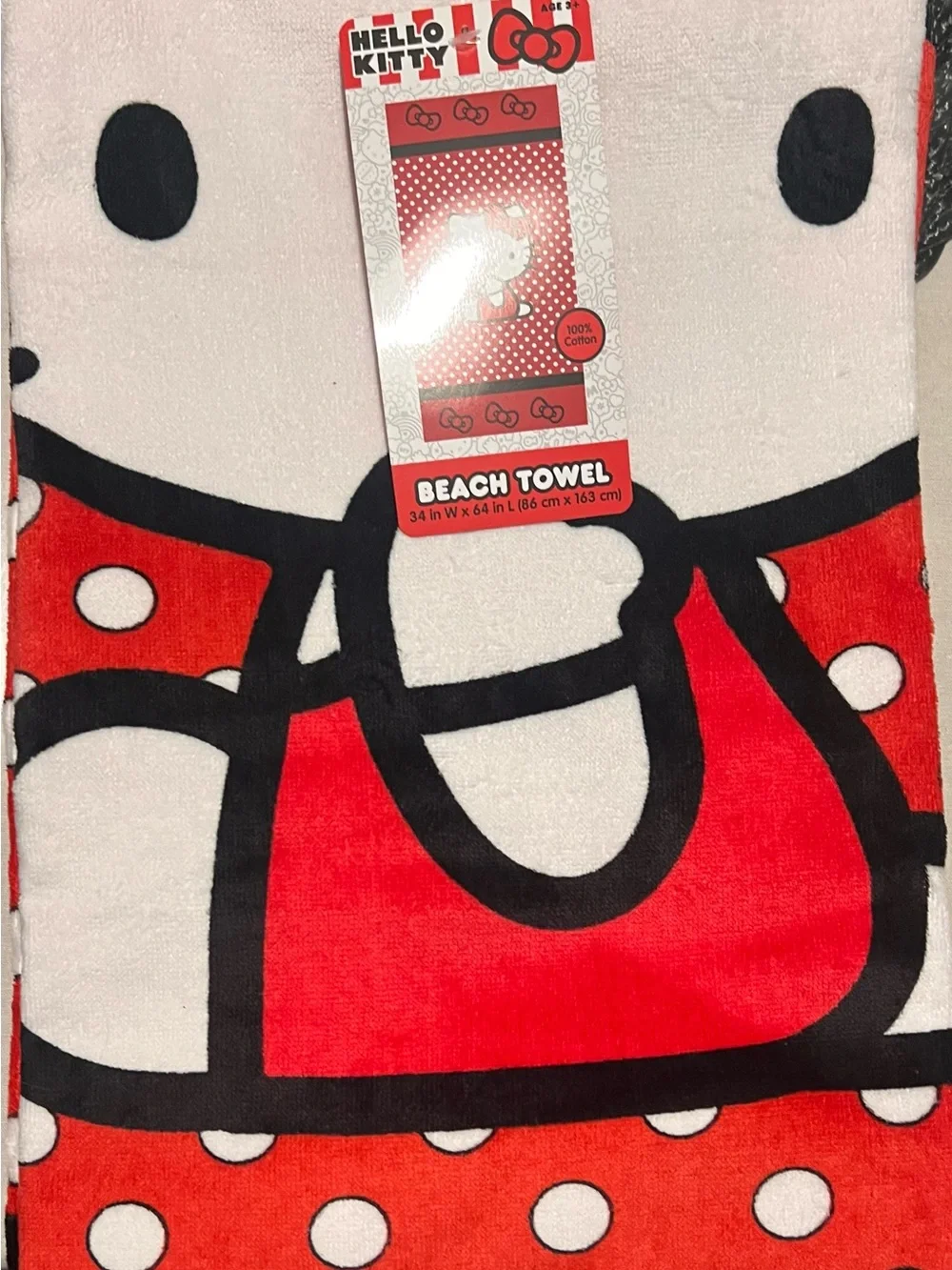 Hello Kitty Red, White & Black Polka Dot Towel